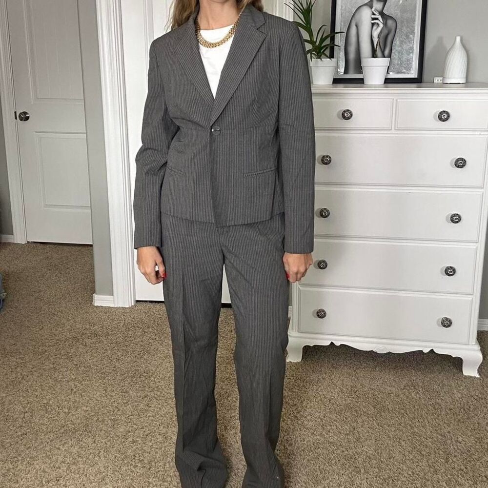 Grey Striped Nine West Suit Set